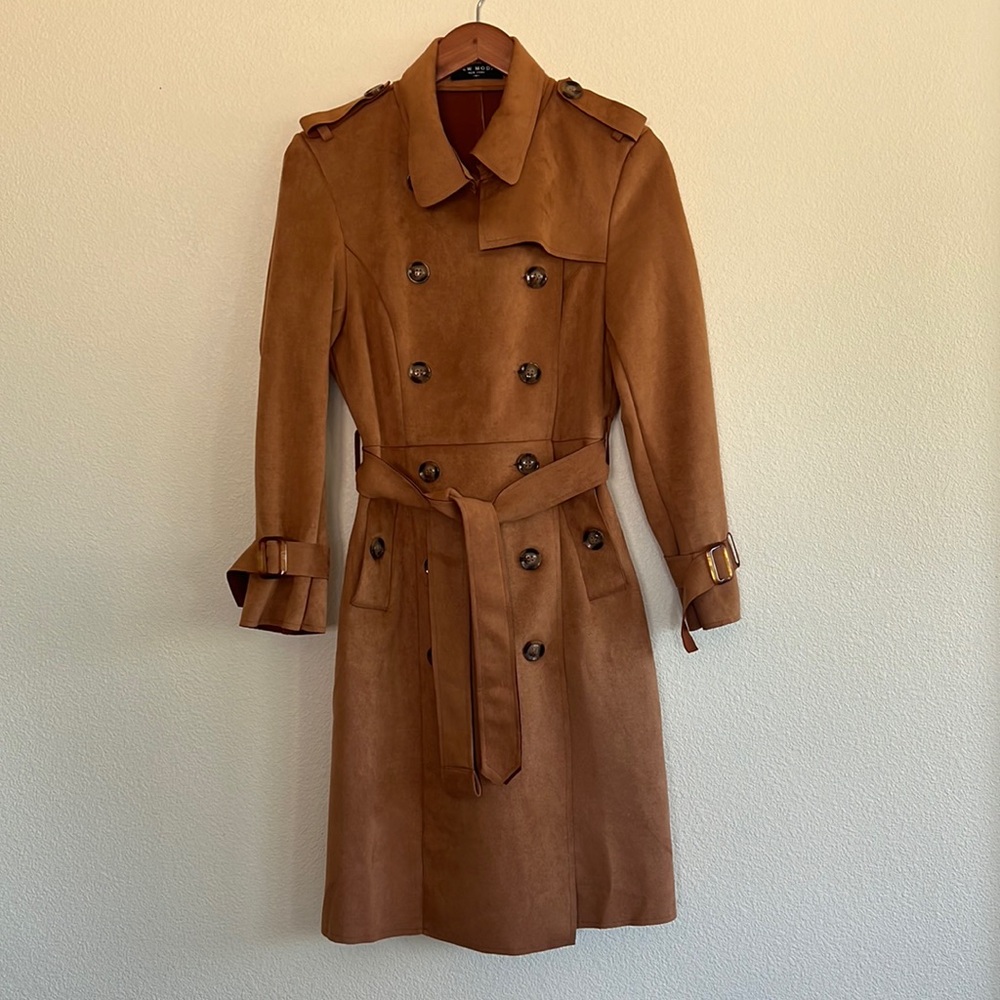 Faux Suede Trench